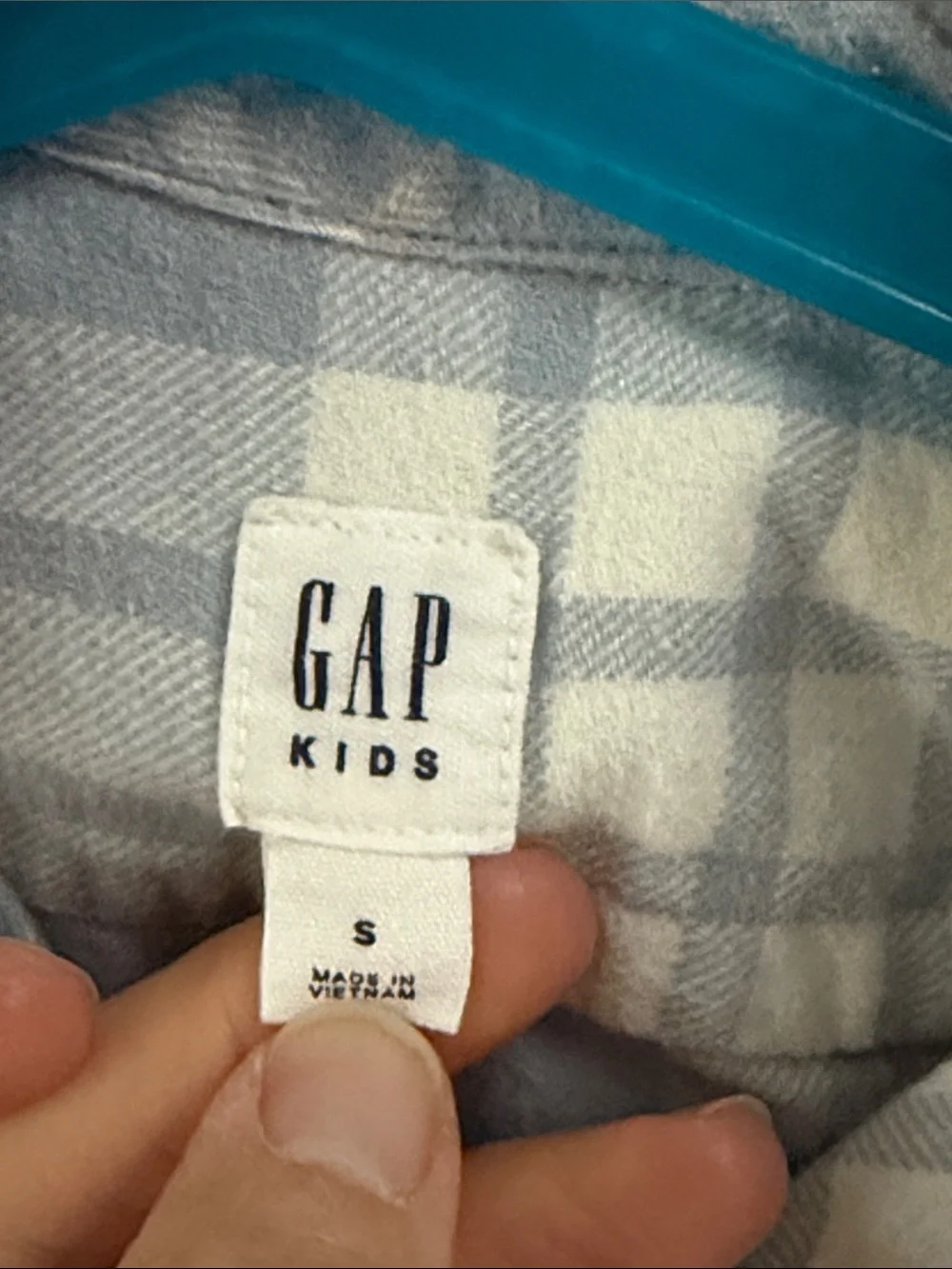 GAP Light Blue & White Flannel Plaid Button-Down Shirt